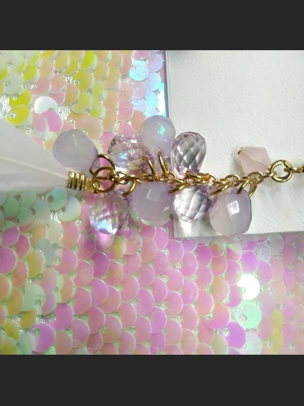 Delicate Light Lilac Feather Drop Earrings with Bead Accents